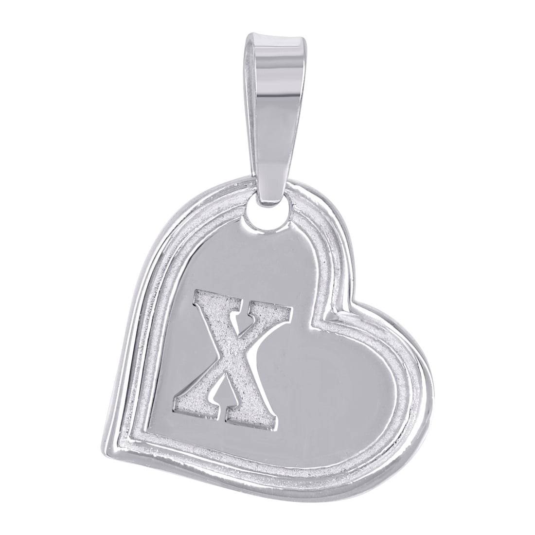 925 Sterling Silver Womens Love Heart Letter Name Personalized Monogram Initial Alphabet X Charm Pendant Necklace 22.8x1