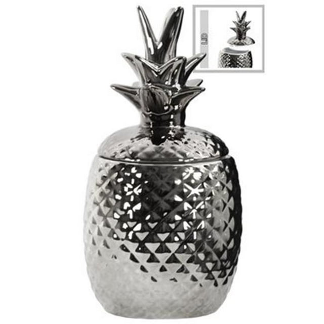 Urban Trends Collection 44210 40 oz Large Ceramic Pineapple Canister, Silver