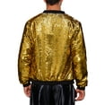 thumbnail image 3 of Shiny Sequin BomberJacket for Men's Zip Up Party Disco Metallic Varsity Jackets S Golden, 3 of 5