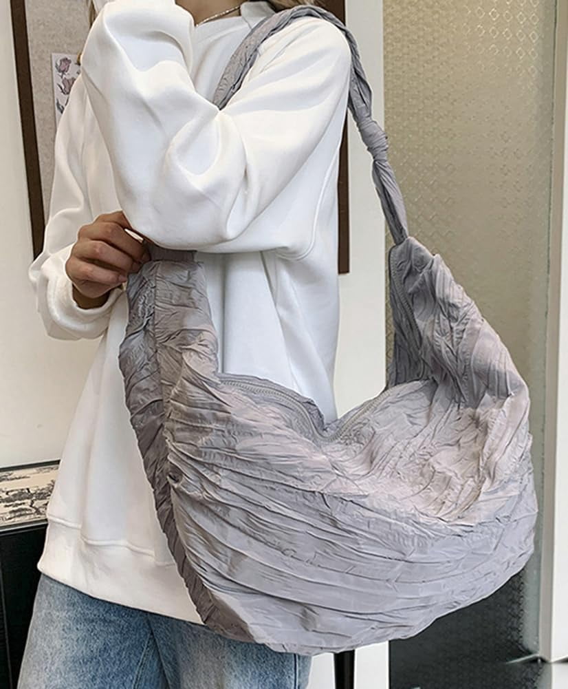 CoCoMangos Crescent Crossbody Bags for Women Nylon Shoulder Bag Purses Trendy Large Hobo Tote Bag Dumpling Bag for Travel Work