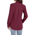 thumbnail image 4 of Red Women Shirts, Womens Long Sleeve Tops Collared V Neck Shirts Lightweight Sweatshirt 2024 Fall Fashion Clothes,Women Shirts 7XL, 4 of 7