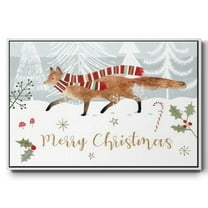 Woodland Christmas Collection A - Framed Gallery Wrapped Holiday Canvas - 25 x 37 - White Frame