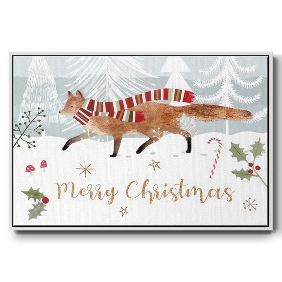 Woodland Christmas Collection A - Framed Gallery Wrapped Holiday Canvas - 25 x 37 - White Frame