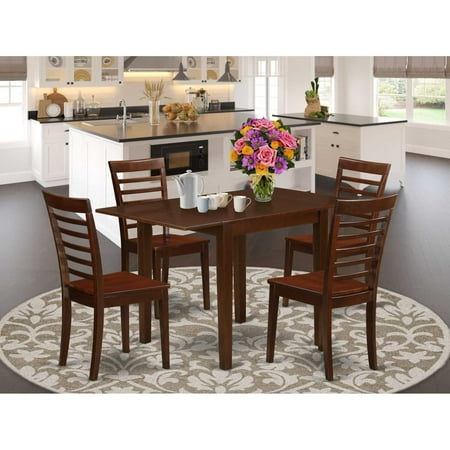 East West Furniture Dining Room Set Mahogany NDML5-MAH-W