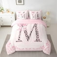 thumbnail image 2 of Castle Fairy Monogrammed Letter 7-Piece Bedding Comforter Set,Leopard Print King Bedding Sets,Kawaii Bow Ultra Soft Bed Sheets,Ultra Soft Floral Home Decor,Reversible, 2 of 8