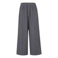 thumbnail image 4 of Clothing 2025 Women's Casual Pants Linen Pants Women Summer Wide Leg Pants Drawstring Elastic Waist Pants High Waisted Pants Casual Beach Trousers Women Blendingpants, 4 of 5