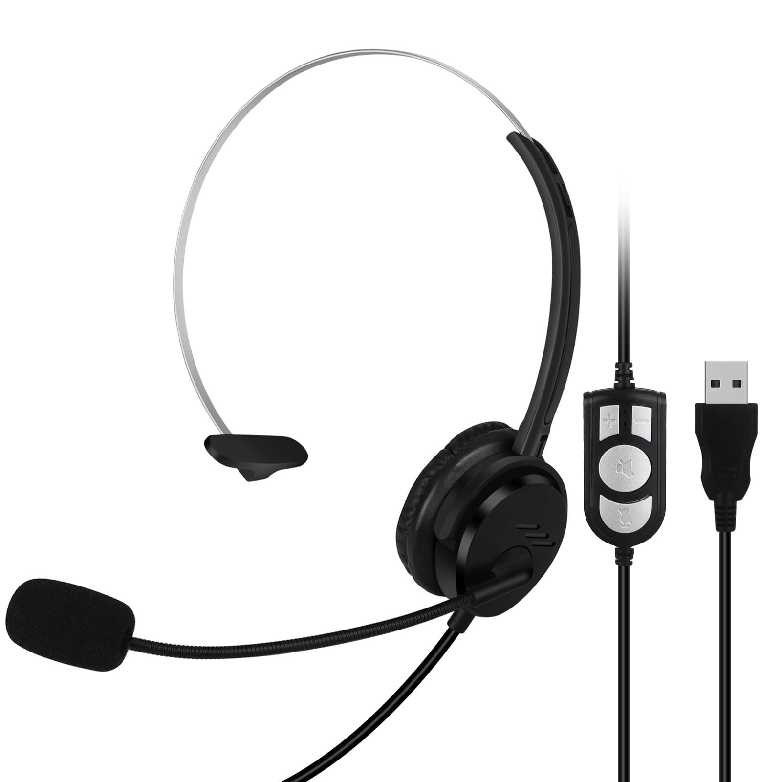 USB Headset with Mic, EEEkit Noise Cancelling Wired PC Headphones or Laptop, Office, Call Center