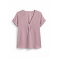 thumbnail image 4 of Dvprdro Womens Cotton Linen V Neck Short Sleeve Tops Summer Casual Solid Light weight Blouses Tees, 4 of 8