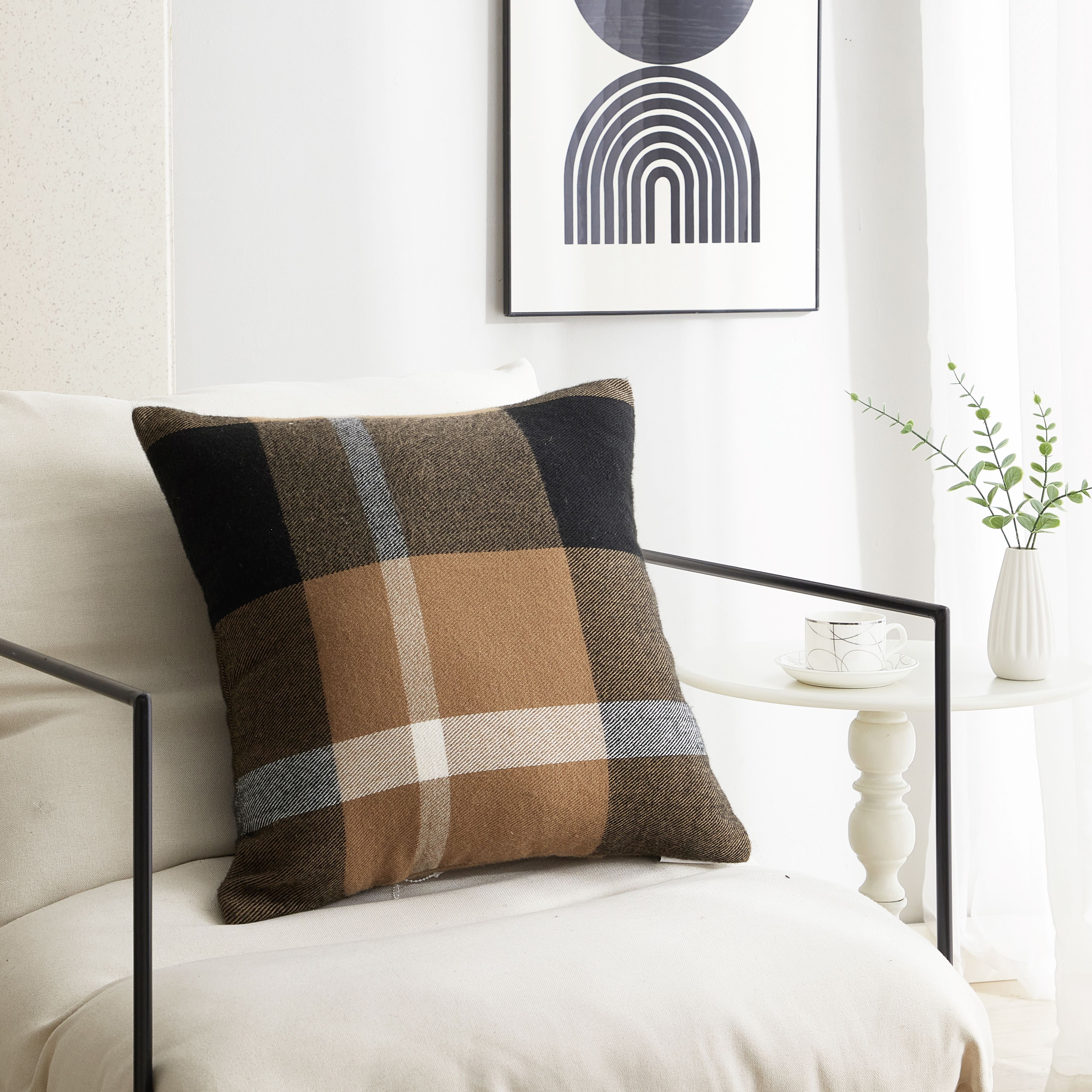 Mainstays 18" x 18" Rustic Plaid Decorative Pillow For Adults, Multi-Colored