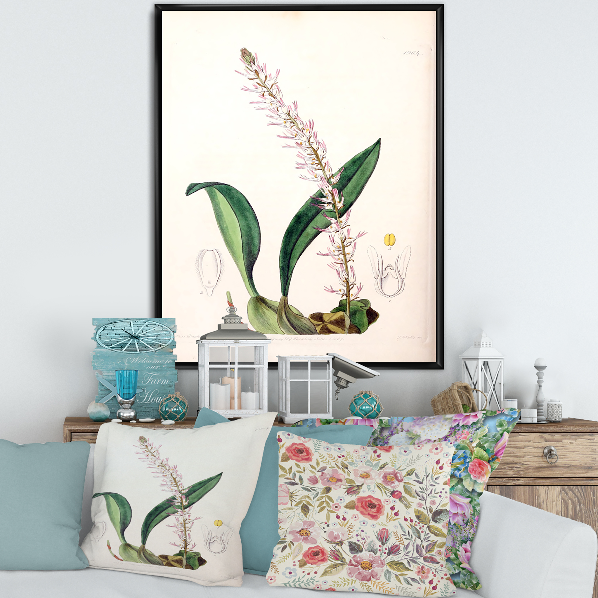 Designart 'Ancient London Plants V' Traditional Framed Canvas Wall Art Print