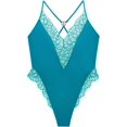 thumbnail image 1 of age X Fenty Women's Plus Size Savage Not Sorry Lace Teddy Deep Teal Green Small, 1 of 1