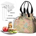 thumbnail image 4 of Pioneer Flower Floral Print Pattern Drawstring Lunch Bag Women - Drawstring Lunch Bag Insulated for Work Office - Stain-Resistant Large Lunchbags for Women with Multi-Pockets, 4 of 6