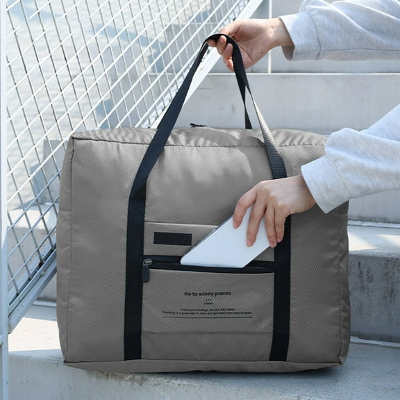 Foldable Carry on Luggage Bag, Water Resistant Packable Duffel for Airplane Travel, Large Capacity Storage Organizer for Business Trip, Weekender Travel Bag