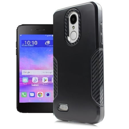 AT&T Prepaid LG Phoenix 4 Case, LG Rebel 4 Case, Phone Case Straight Talk LG Rebel 4 Prepaid Smartphone, Dual Layer Hard Cover Case and Black Carbon Fiber Design
