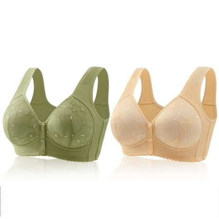 Black of Friday Deals!Clearance Staron 2PC Front Closure Bras for Women No Underwire Front Closure Bra Wireless Stretch Bras Comfortable Breathable No Underwire Bra