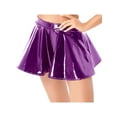 thumbnail image 4 of YIZYIF Womens Glossy Patent Leather Flared Miniskirt Invisible Zipper A-Line Mini Skirt Purple XL, 4 of 6