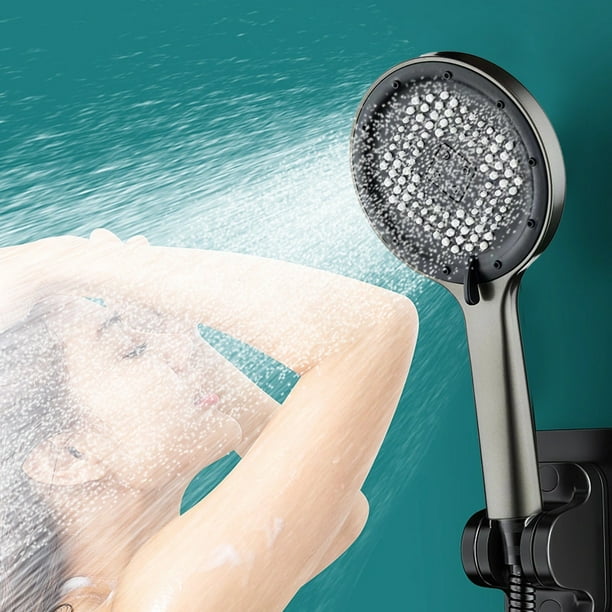 Cabezal De Ducha De Mano De Alta Presión, 5 Modos De Rociado, Plástico Abs Gris O Plateado, Boquillas Antiobstrucción Para Agua Dura, Aumenta El Flujo De Agua Para Personas Mayores.