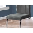 thumbnail image 3 of Two 77.5" Dark Grey Velvet Chrome Metal and Foam Dining Chairs, 3 of 5