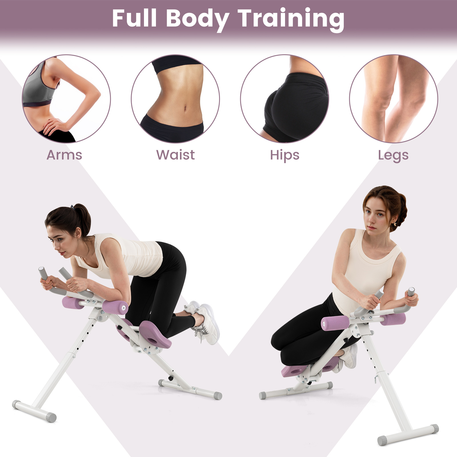 Topbuy Ab Workout Equipment Foldable Abdominal Trainer w/Arm & Knee Pads White