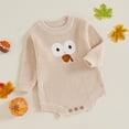 thumbnail image 2 of Newborn Baby Boy Girl Thanksgiving Outfits Turkey Sweater Romper Fall Winter Knit Bubble Bodysuit Cute Infant One Piece Clothes, 2 of 8