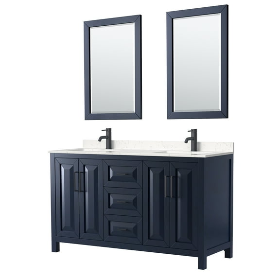 Wyndham Collection WCV252560DBBC2UNSM24 Daria 60" Free Standing Double Basin Vanity Set -