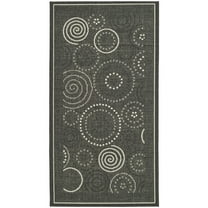 Safavieh Courtyard Hugo Oriental Indoor/Outdoor Area Rug, Black/Sand, 4' x 5'7"