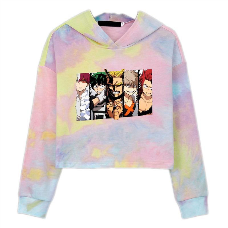 Taicanon Kids Girls My Hero Academia Friends Tie Dye Crop Top Hoodies