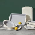 thumbnail image 6 of Nonstick Ceramic Bakeware Set (9 Pieces),Heavy Duty Aluminized Steel Bakeware-Baking Pan Sets with Silicone Handles,Includes Sheet Pans,Loaf Pan,Muffin pan,Cake pans- White, 6 of 8