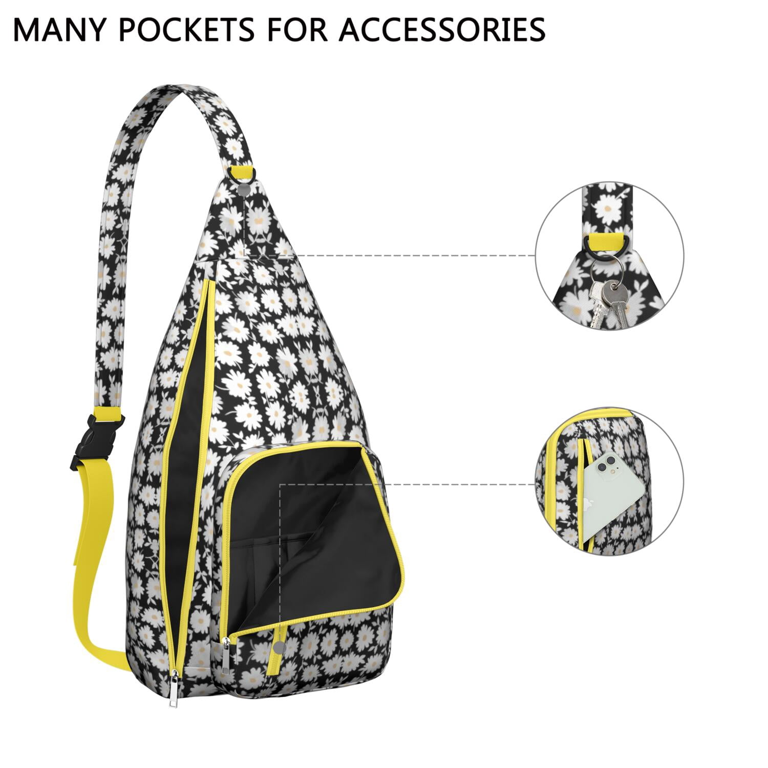Lightweight Tear - resistant Sling Bag with Daisy Design for Unisex