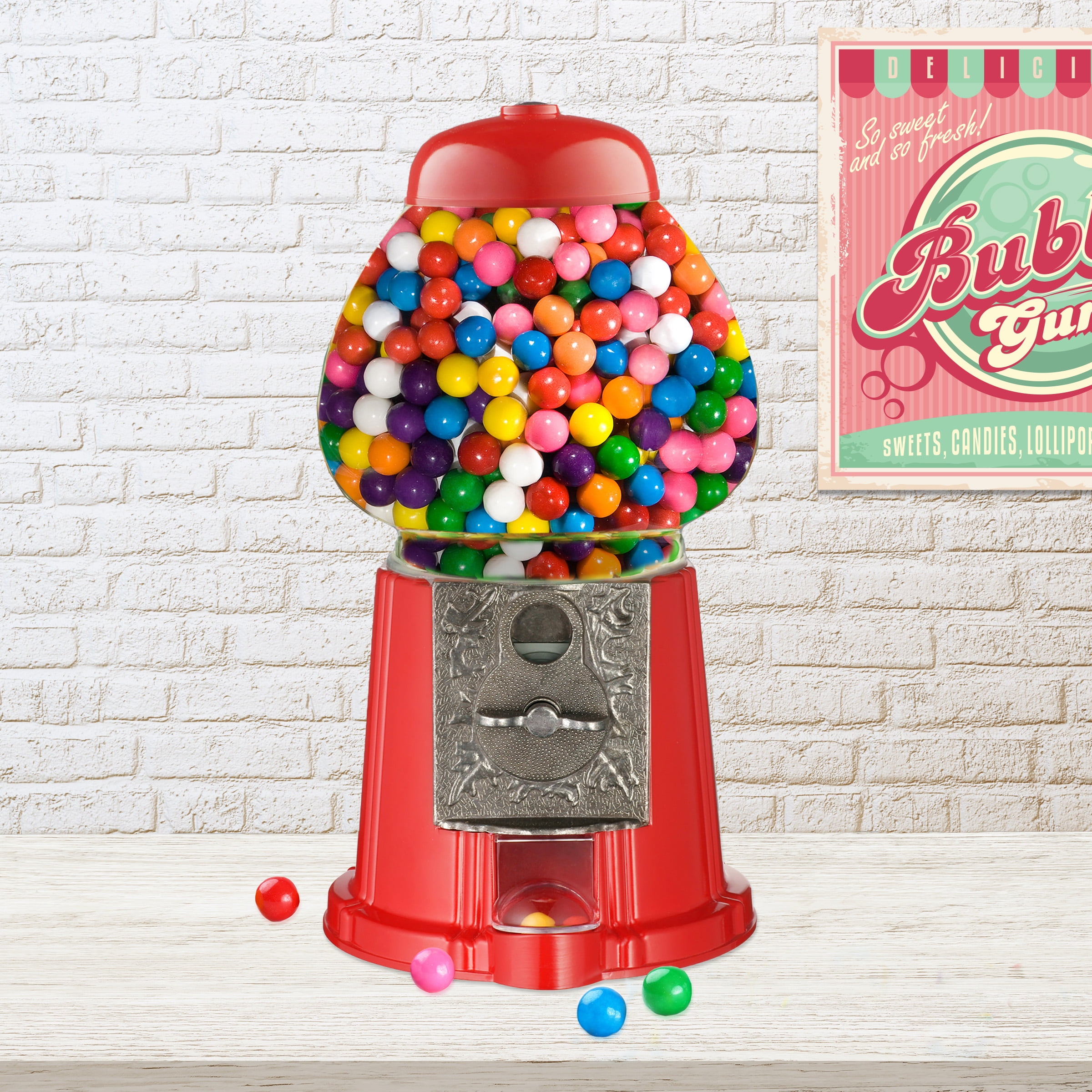 Great Northern Popcorn 11-Inch Coin-Operated Mini Gumball Machine (Red)