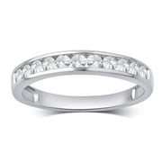 1/2 Carat T.W. Lab Grown Diamond Channel Platinum Plated Sterling Silver Wedding Band
