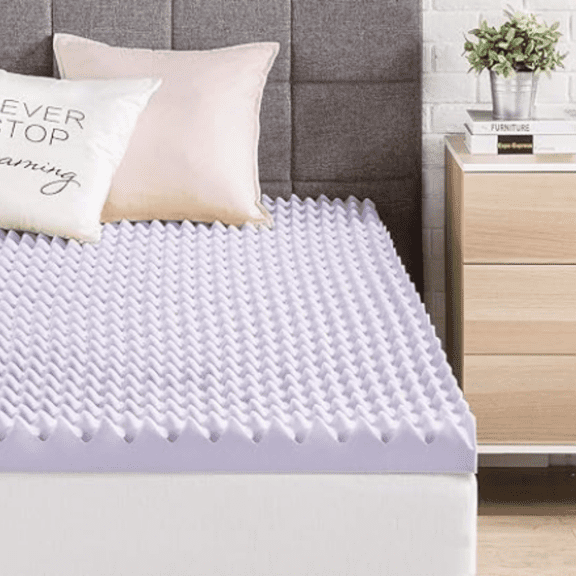 3 Inch Egg Crate Memory Foam Mattress Topper with Soothing Lavender Infusion, Dorm Essentials, Twin