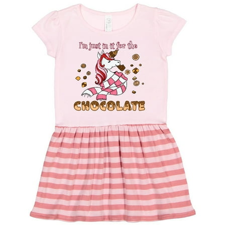 

Inktastic I m Just in it for the Chocolate Valentine s Day Unicorn Gift Toddler Girl Dress