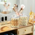 thumbnail image 3 of Yayeee 4 Pack Qtip Holder Bathroom Cotton Swab Canister with Lid Clear Dispenser Set, Pastel Green Geometric, 3 of 6