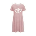 thumbnail image 4 of Taqqpue Women's Nightgowns Short Sleeve Crewneck Sleepshirts Sleepwear Casual Heart Print Pajama Dress Valentines Gifts, 4 of 6