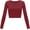 Jujube Red, variant on Women's Basic Round Neck Long Sleeve Crop Top