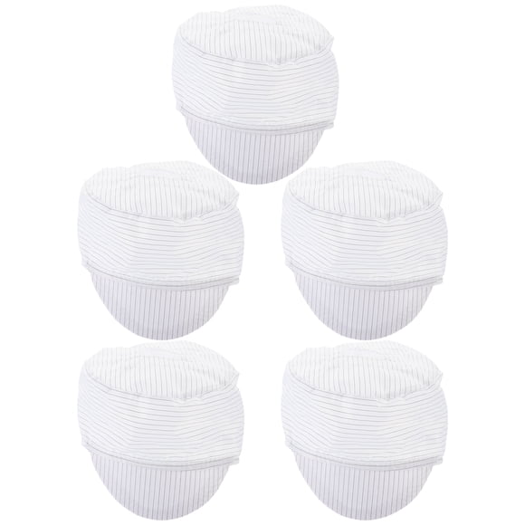 5pcs Gorra de sala limpia a prueba de polvo Sombrero de taller antiestático Sombrero transpirable Sombrero de trabajo de fábrica (blanco)