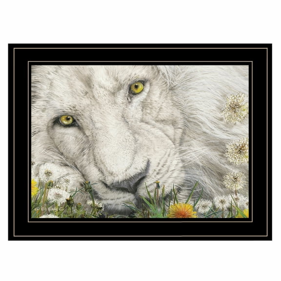 "Dandy Lion" By Ed Wargo, Ready to Hang Framed Print, White Frame