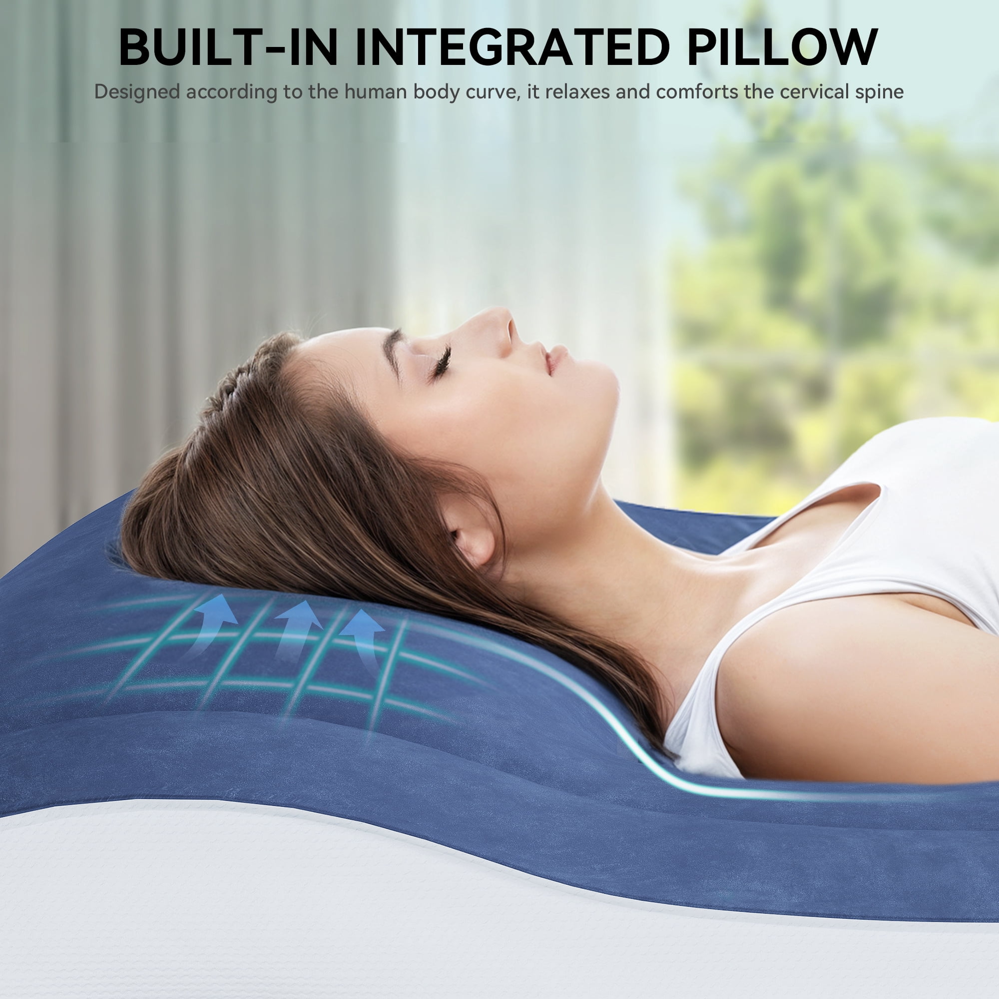 Uforic Twin Air Mattress with Plush Velvet Top, Supportive Ergonomic Design, Built-in Pillow, Emergency Repair Kit, and Quick Inflation & Deflation
