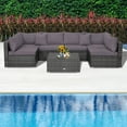 thumbnail image 3 of Gymax 7PCS Patio Rattan Sectional Sofa Set Outdoor Furniture Set w/ Grey Cushions, 3 of 10