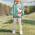 thumbnail image 2 of Hrsba Toddler Girl Set Long Sleeve Crew Neck Cute Print Fleece Top and Pants 2 Piece Set for Casual Wear Cool Season for 2-8 Years, 2 of 5
