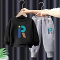 thumbnail image 2 of Staki Toddler Sweat Suit Boys Clothes Solid Fun Prints Kids Clothes Boys Clothing Sets Crewneck Sweatshirt Sweatpants Outfits 3-5T 6-10Y(Black,3-4 Years), 2 of 5
