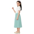 thumbnail image 6 of BLTIBY Girls Midi Pleated Chiffon Skirts Elastic High Waist Flowy Skirt Summer Casual Swing A-Line Flared Skirts Green 6-7 Years, 6 of 6