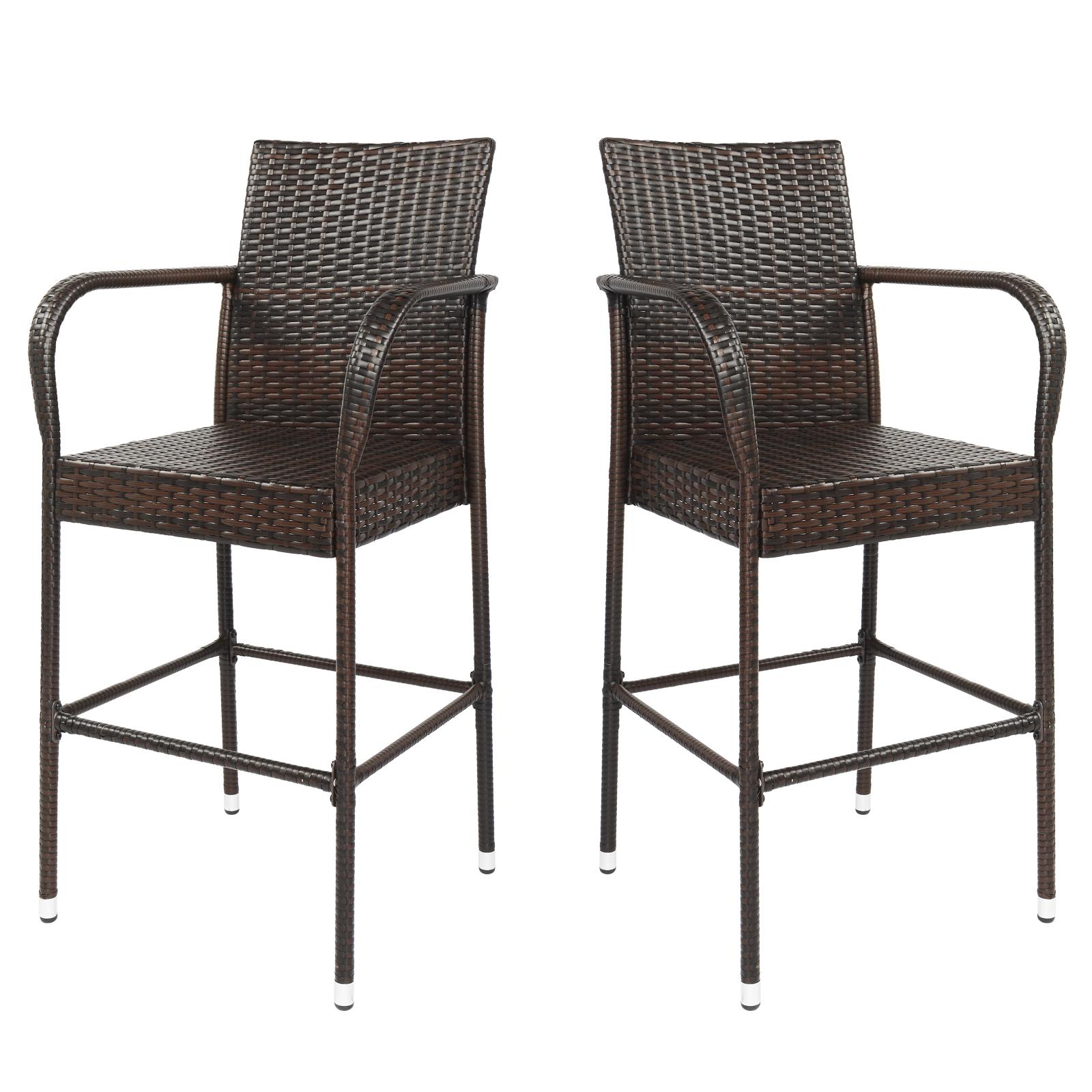SamyoHome Wicker Bar Stools Outdoor Set of 2, Outdoor Bar Chairs - image 3 of 11