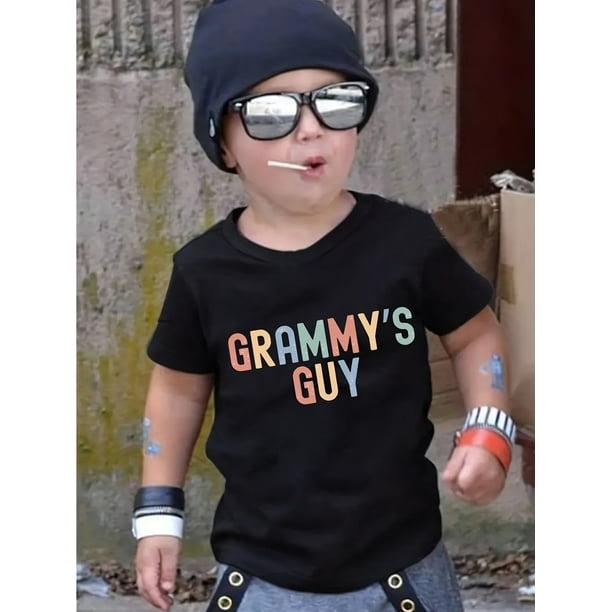 Grammy's Guy Print, Boys Casual Style Short Sleeve T-Shirt, Cool, Lightweight And Comfy For Summer TEE TOP