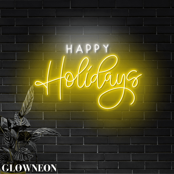 Glowneon Happy Holidays Led Wall Art, Christmas & New Year Wall Decor
