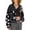 Black, variant on Women Cropped Corduroy Shacket Daisy Floral Button Down Fleece Varsity Crop Jacket Fall Patchwork Black S
