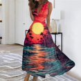 thumbnail image 2 of Robes d'Été pour Femmes Colorées, Fluides, Décontractées, Sans Manches, Robes Maxi, Tenue de Plage Hawaïenne avec Encolure en V, 2 of 5