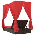 thumbnail image 5 of vidaXL Double Patio Sun Lounger with Roof and Curtains Brown Poly Rattan, 5 of 6