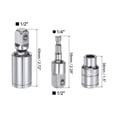 thumbnail image 2 of Uxcell 1/2" Drive 10mm Shallow Socket Swivel Joints Hex Shank Impact Driver Adaptor Set, 2 of 7